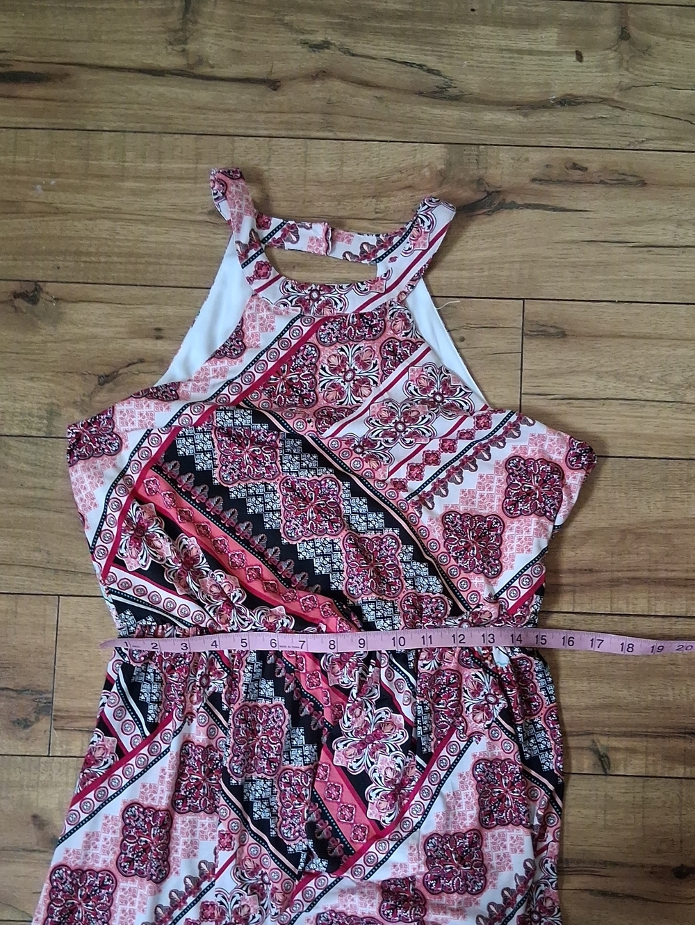 Trixxi Women's Halter Pink Multi Boho Maxi Dress Size Large Summer Dress - Picture 12 of 14